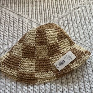 Woven Bucket Hat - Brown and Cream